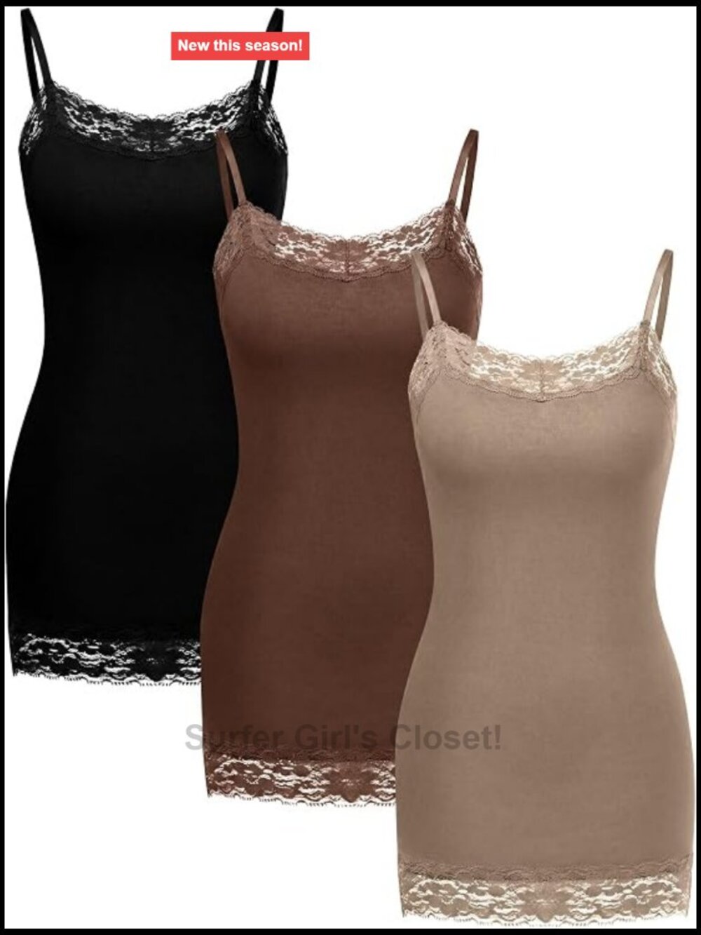 Women Camisole Lace Trim Tank Top Adjustable Straps Tank Cami